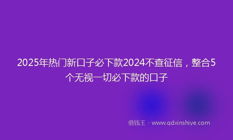 2025年热门新口子必下款2024不查征信，整合5个无视一切必下款的口子