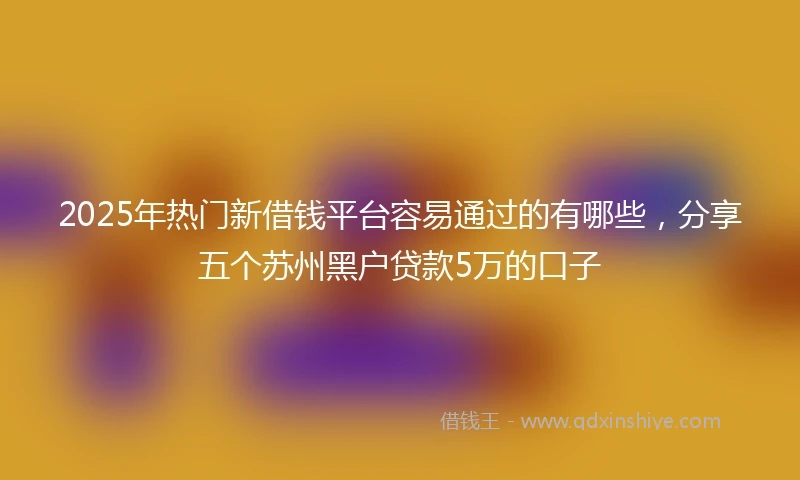2025年热门新借钱平台容易通过的有哪些，分享五个苏州黑户贷款5万的口子