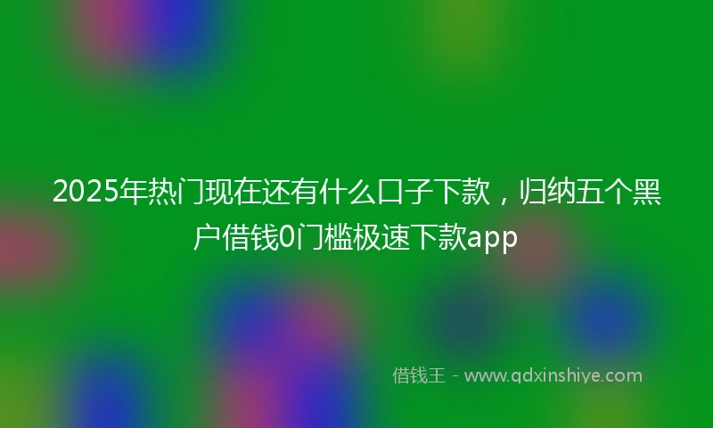 2025年热门现在还有什么口子下款，归纳五个黑户借钱0门槛极速下款app