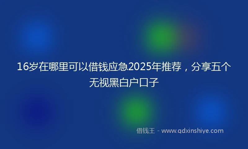 16岁在哪里可以借钱应急2025年推荐，分享五个无视黑白户口子