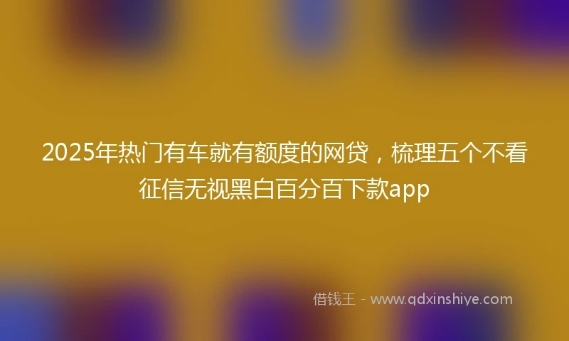 2025年热门有车就有额度的网贷，梳理五个不看征信无视黑白百分百下款app