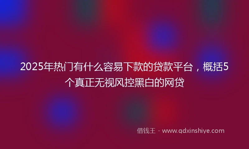 2025年热门有什么容易下款的贷款平台，概括5个真正无视风控黑白的网贷