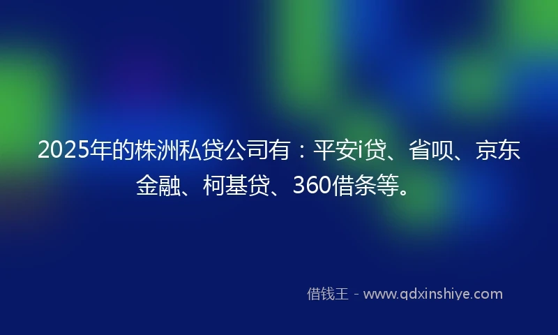 2025年的株洲私贷公司有：平安i贷、省呗、京东金融、柯基贷、360借条等。