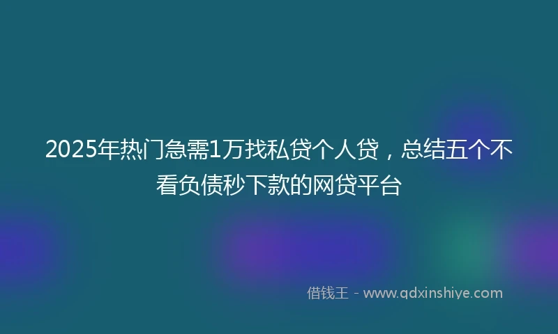 2025年热门急需1万找私贷个人贷，总结五个不看负债秒下款的网贷平台