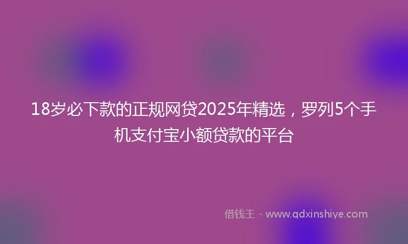 18岁必下款的正规网贷2025年精选，罗列5个手机支付宝小额贷款的平台