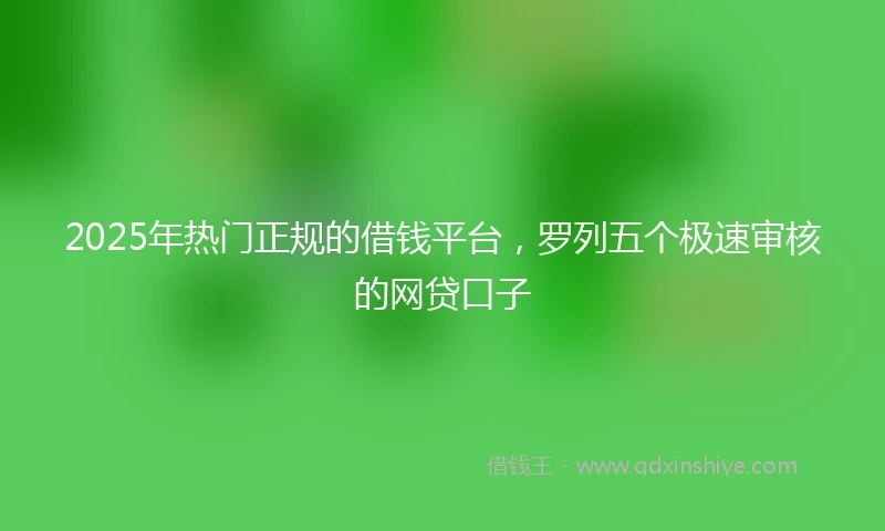 2025年热门正规的借钱平台，罗列五个极速审核的网贷口子