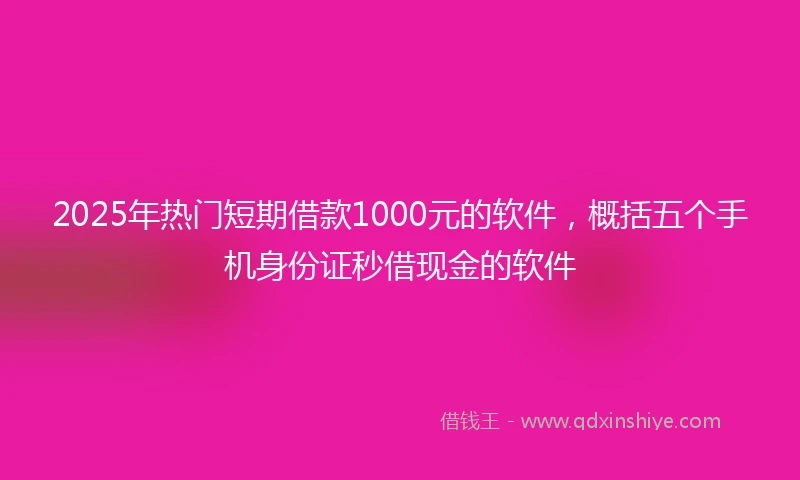 2025年热门短期借款1000元的软件，概括五个手机身份证秒借现金的软件