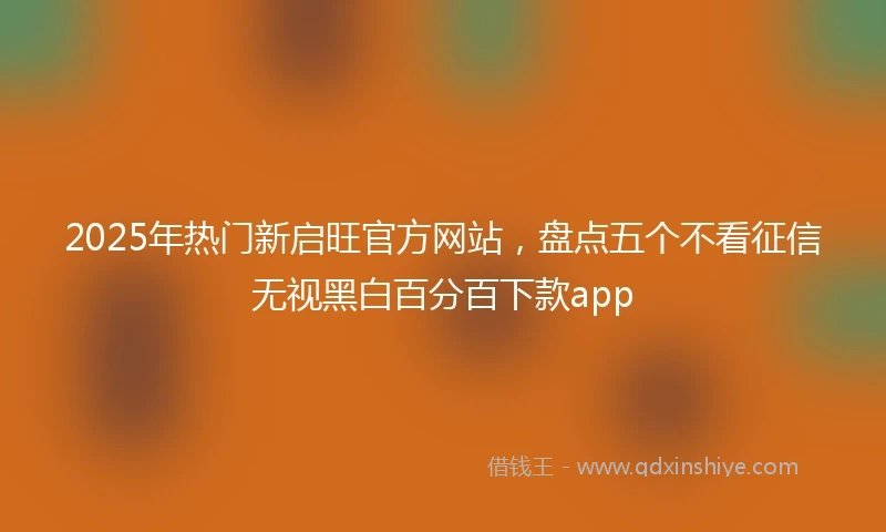 2025年热门新启旺官方网站，盘点五个不看征信无视黑白百分百下款app