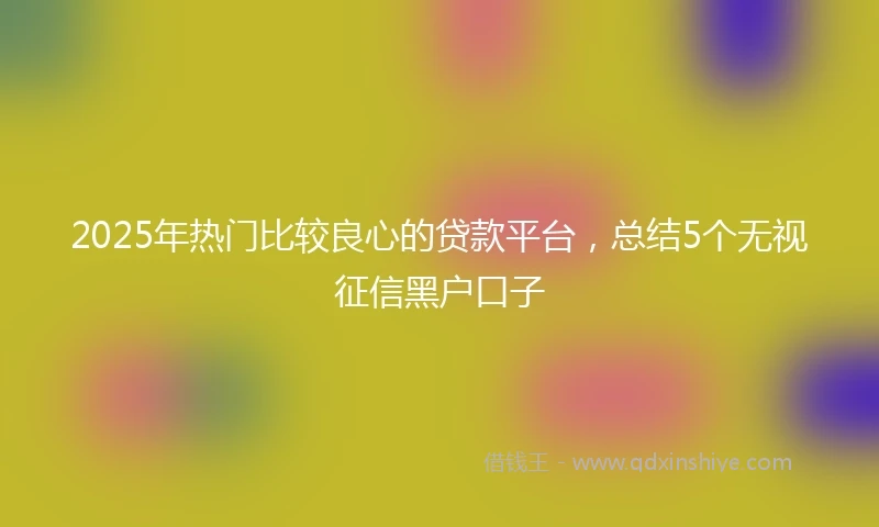 2025年热门比较良心的贷款平台，总结5个无视征信黑户口子