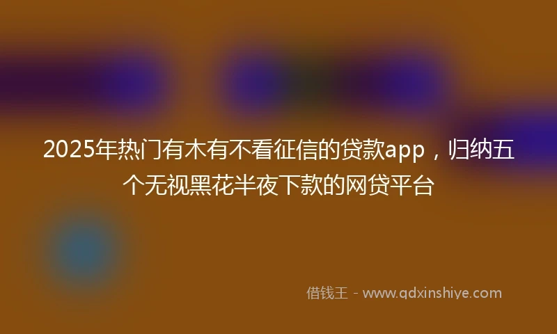 2025年热门有木有不看征信的贷款app，归纳五个无视黑花半夜下款的网贷平台
