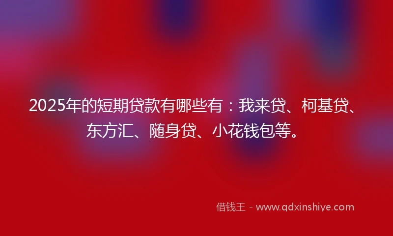2025年的短期贷款有哪些有：我来贷、柯基贷、东方汇、随身贷、小花钱包等。