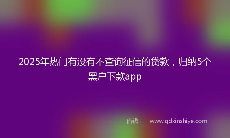 2025年热门有没有不查询征信的贷款，归纳5个黑户下款app