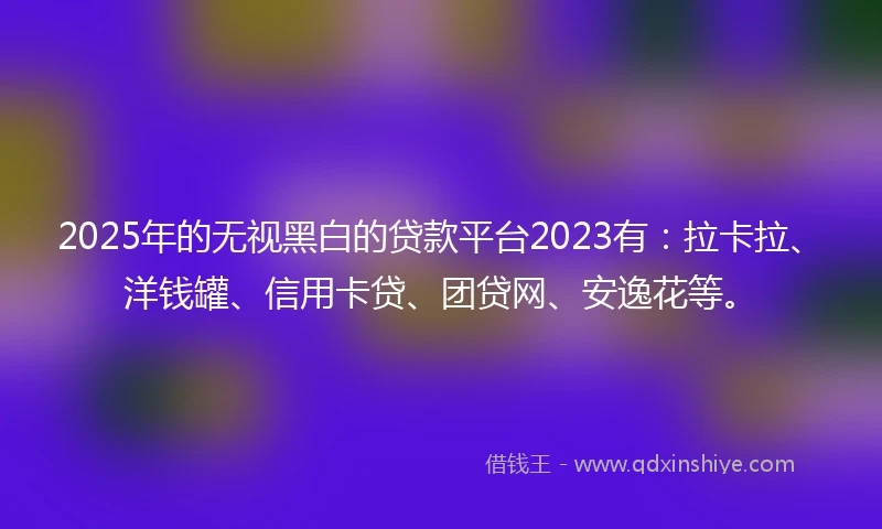 2025年的无视黑白的贷款平台2023有：拉卡拉、洋钱罐、信用卡贷、团贷网、安逸花等。
