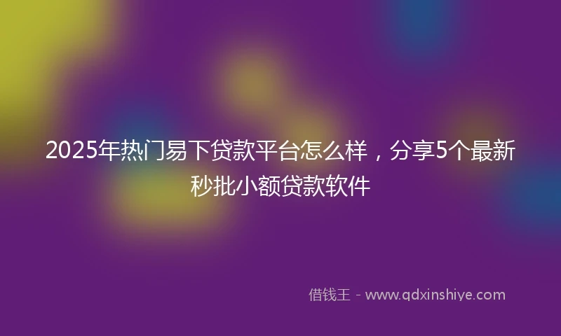 2025年热门易下贷款平台怎么样，分享5个最新秒批小额贷款软件