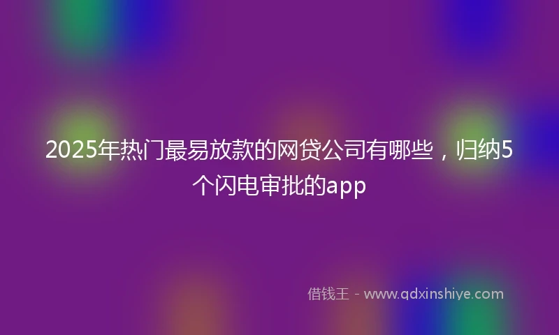 2025年热门最易放款的网贷公司有哪些，归纳5个闪电审批的app