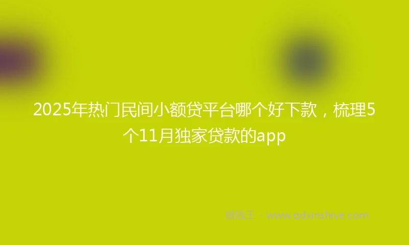 2025年热门民间小额贷平台哪个好下款，梳理5个11月独家贷款的app