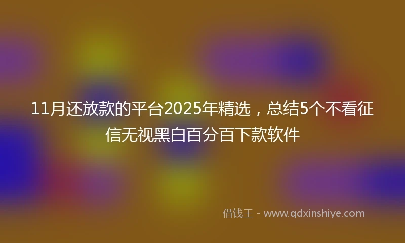 11月还放款的平台2025年精选，总结5个不看征信无视黑白百分百下款软件