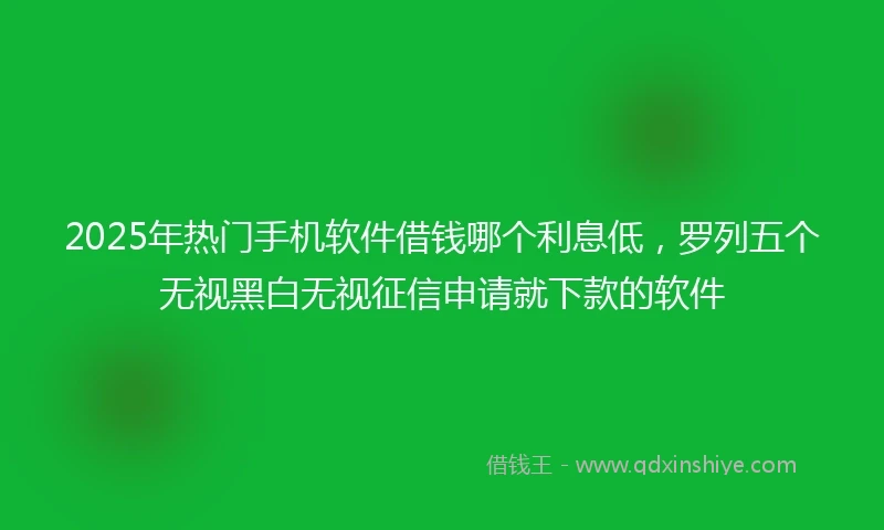2025年热门手机软件借钱哪个利息低，罗列五个无视黑白无视征信申请就下款的软件
