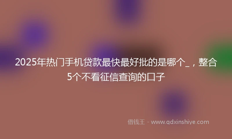 2025年热门手机贷款最快最好批的是哪个_，整合5个不看征信查询的口子