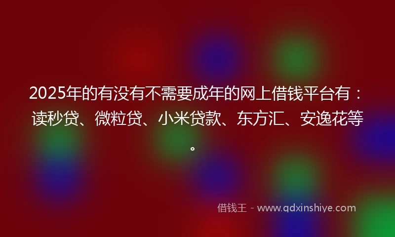 2025年的有没有不需要成年的网上借钱平台有：读秒贷、微粒贷、小米贷款、东方汇、安逸花等。
