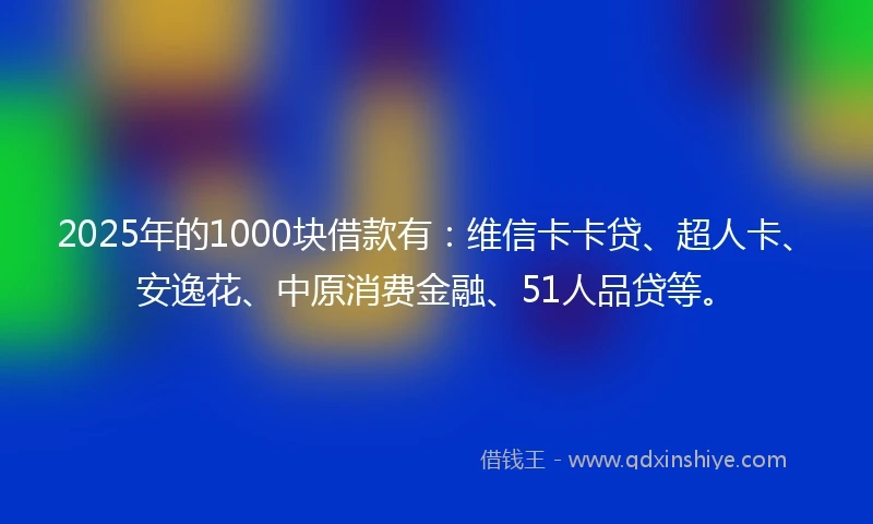 2025年的1000块借款有：维信卡卡贷、超人卡、安逸花、中原消费金融、51人品贷等。
