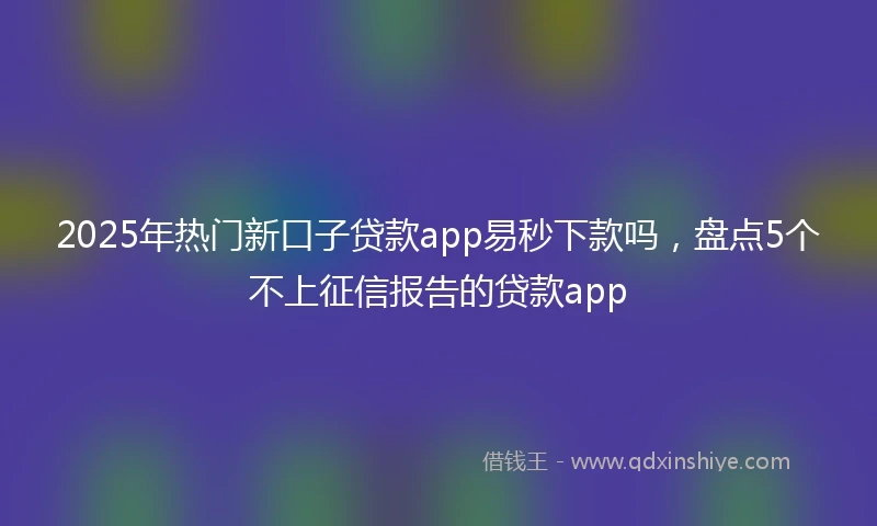 2025年热门新口子贷款app易秒下款吗，盘点5个不上征信报告的贷款app