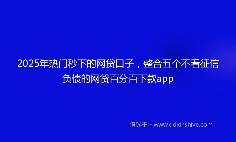 2025年热门秒下的网贷口子，整合五个不看征信负债的网贷百分百下款app