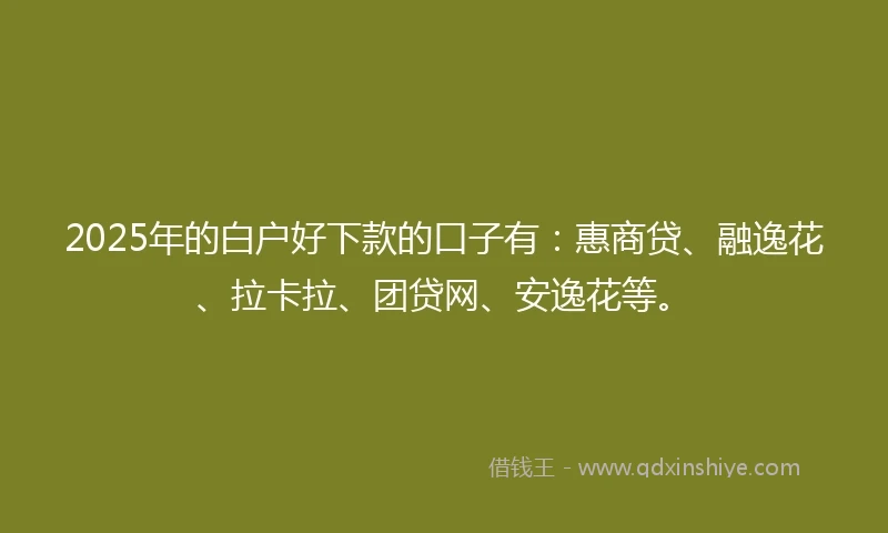 2025年的白户好下款的口子有：惠商贷、融逸花、拉卡拉、团贷网、安逸花等。