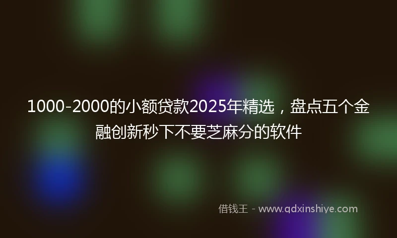 1000-2000的小额贷款2025年精选，盘点五个金融创新秒下不要芝麻分的软件