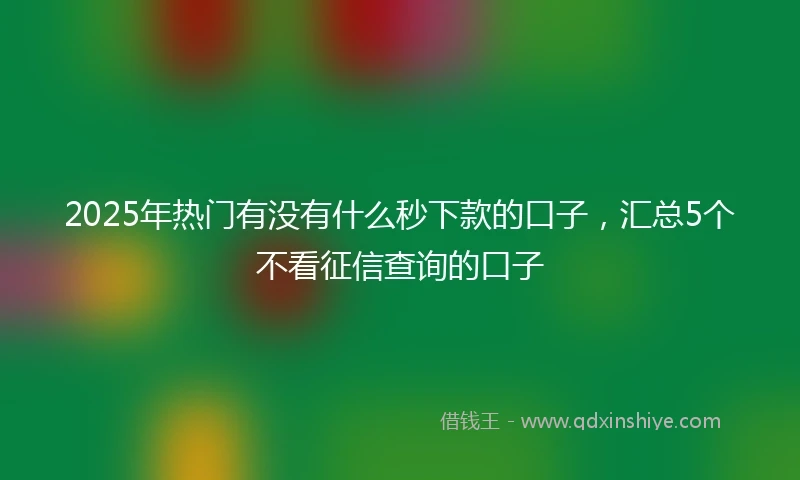 2025年热门有没有什么秒下款的口子，汇总5个不看征信查询的口子
