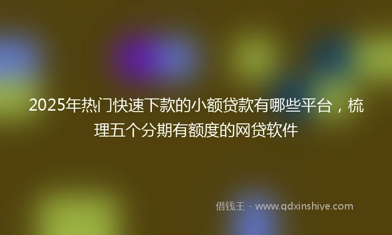 2025年热门快速下款的小额贷款有哪些平台，梳理五个分期有额度的网贷软件