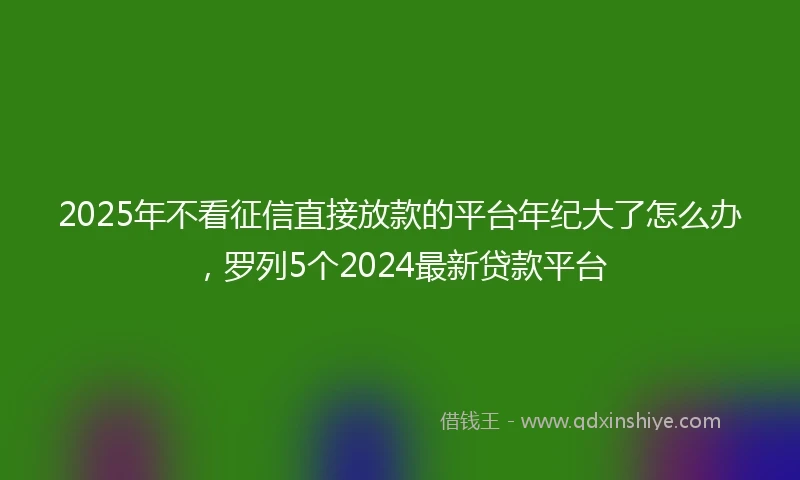 2025年不看征信直接放款的平台年纪大了怎么办，罗列5个2024最新贷款平台