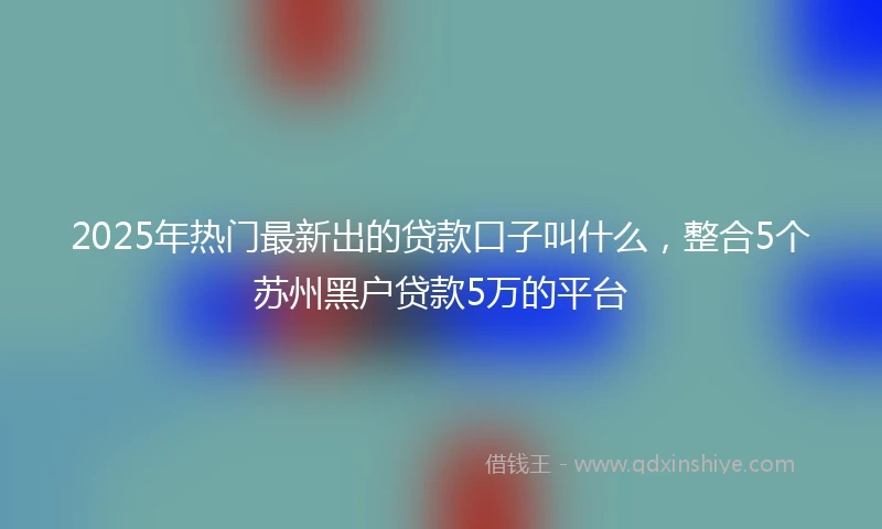 2025年热门最新出的贷款口子叫什么，整合5个苏州黑户贷款5万的平台
