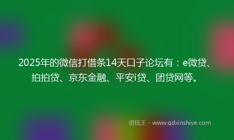 2025年的微信打借条14天口子论坛有：e微贷、拍拍贷、京东金融、平安i贷、团贷网等。