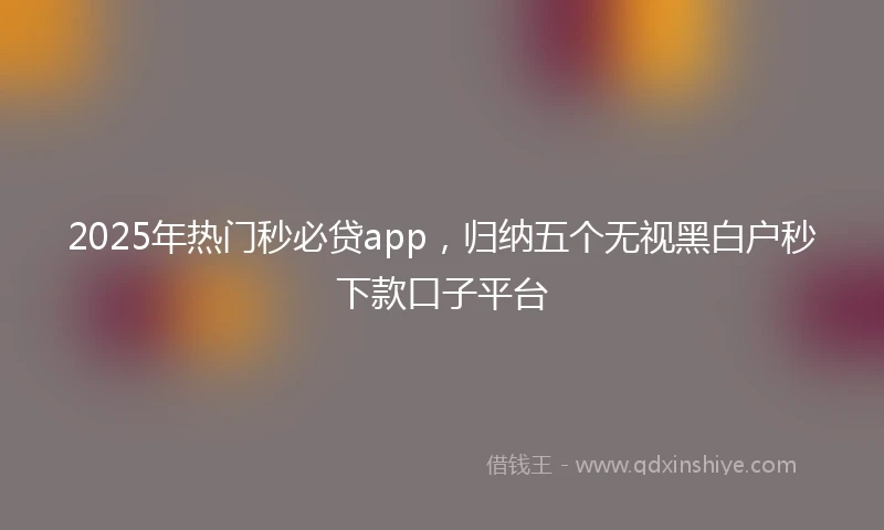 2025年热门秒必贷app，归纳五个无视黑白户秒下款口子平台