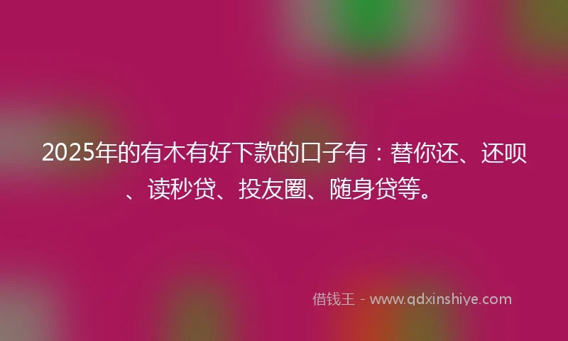 2025年的有木有好下款的口子有：替你还、还呗、读秒贷、投友圈、随身贷等。