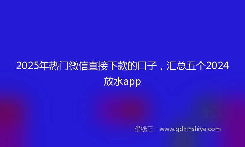 2025年热门微信直接下款的口子，汇总五个2024放水app