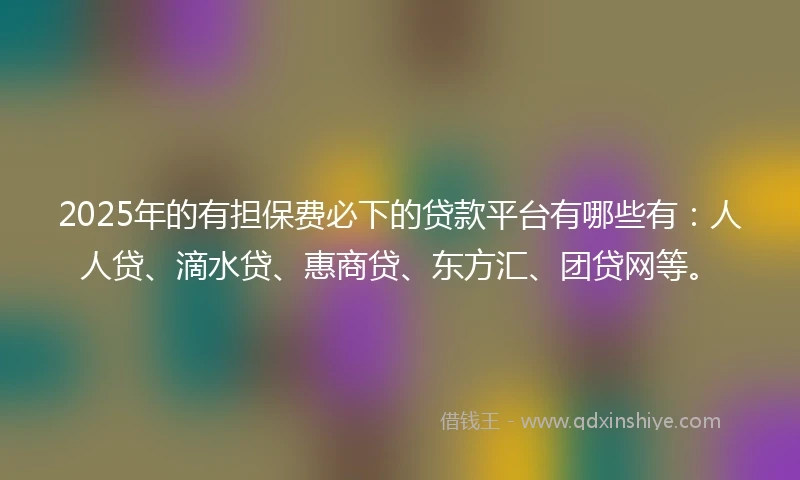2025年的有担保费必下的贷款平台有哪些有：人人贷、滴水贷、惠商贷、东方汇、团贷网等。