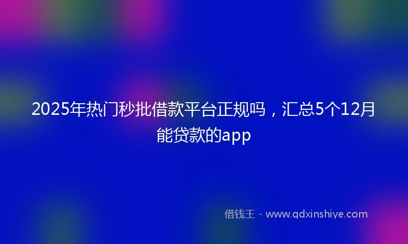 2025年热门秒批借款平台正规吗，汇总5个12月能贷款的app