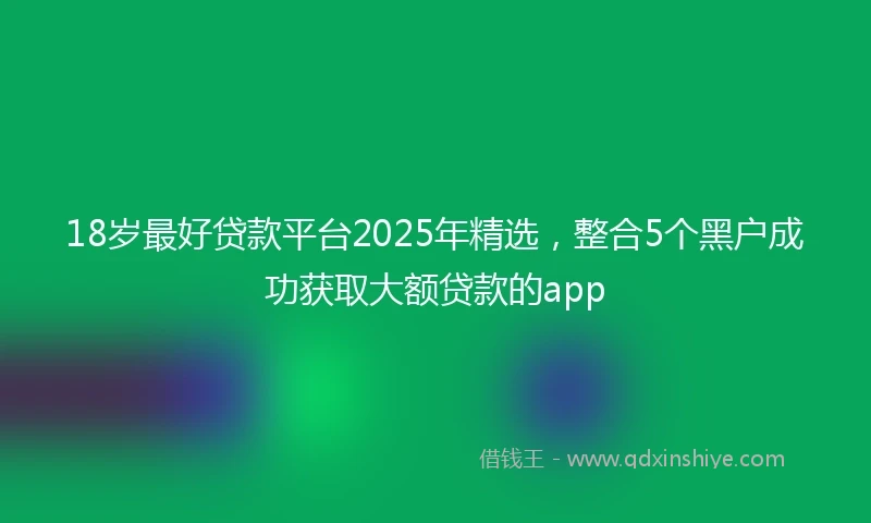 18岁最好贷款平台2025年精选，整合5个黑户成功获取大额贷款的app
