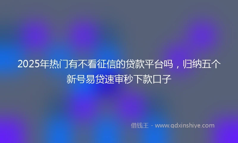 2025年热门有不看征信的贷款平台吗，归纳五个新号易贷速审秒下款口子