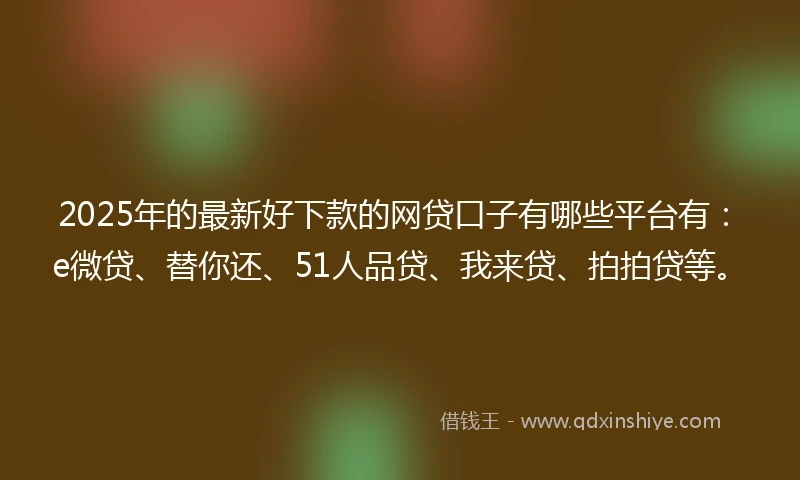2025年的最新好下款的网贷口子有哪些平台有：e微贷、替你还、51人品贷、我来贷、拍拍贷等。