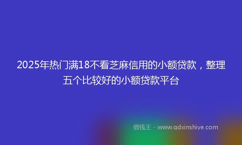 2025年热门满18不看芝麻信用的小额贷款,整理五个比较好的小额贷款平台