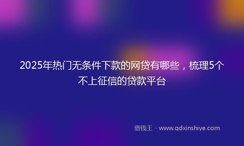 2025年热门无条件下款的网贷有哪些，梳理5个不上征信的贷款平台