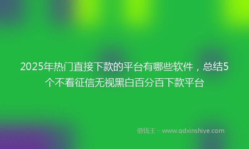 2025年热门直接下款的平台有哪些软件，总结5个不看征信无视黑白百分百下款平台