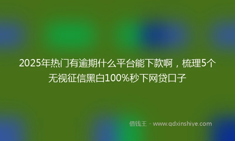 2025年热门有逾期什么平台能下款啊，梳理5个无视征信黑白100%秒下网贷口子