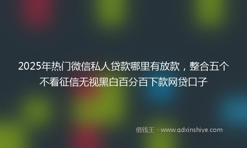 2025年热门微信私人贷款哪里有放款，整合五个不看征信无视黑白百分百下款网贷口子