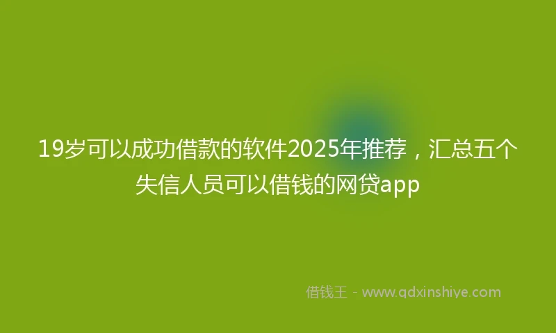 19岁可以成功借款的软件2025年推荐，汇总五个失信人员可以借钱的网贷app