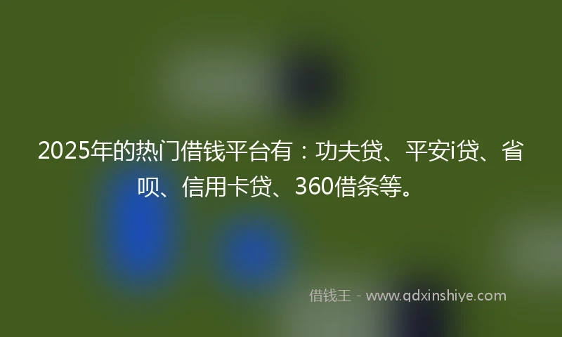 2025年的热门借钱平台有：功夫贷、平安i贷、省呗、信用卡贷、360借条等。