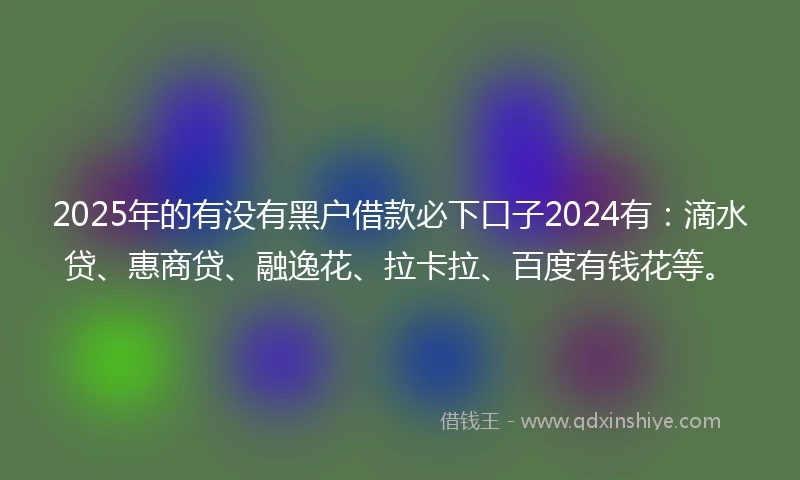 2025年的有没有黑户借款必下口子2024有：滴水贷、惠商贷、融逸花、拉卡拉、百度有钱花等。